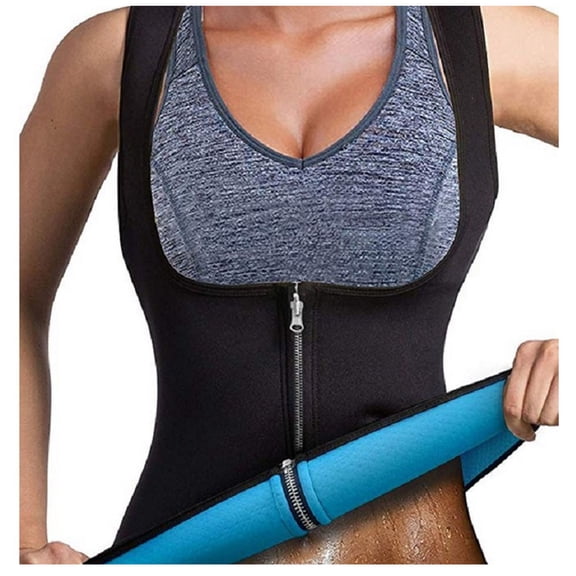 asdoklhq Body Shaper Workout Heat Trapping Sauna Suit Sweat Tank Top Compression Shirt Weight Loss Waist Trainer Sweat Vest Workout Fajas Sports Sweat Shapewear Chest Support Black M