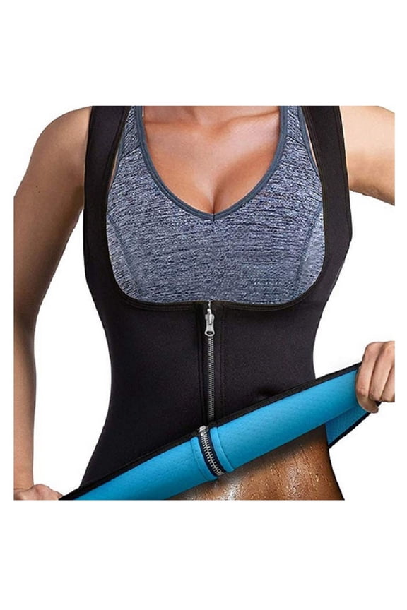 Body Shaper Workout Heat Trapping Sauna Suit Sweat Tank Top Compression Shirt Weight Loss Waist Trainer Sweat Vest Workout Fajas Sports Sweat Shapewear Chest Support Black M