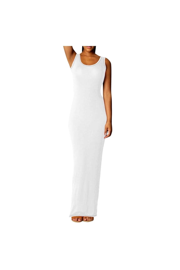 Bodycon Dresses for Women Prom Elegant Sleeveless Long Dress Trendy Dress White 2X