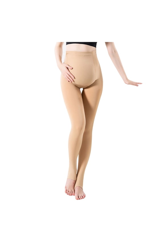 Brown Tights for Women Womens Solid Color Plus Plush Thick Pregnant Women's Abdominal Support Pants Leggings Stockings Beige Free Size