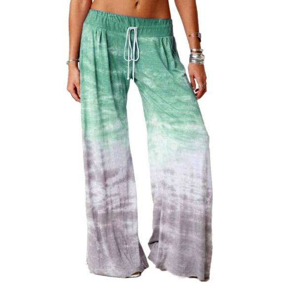 asdoklhq Casual Pants for Women Clearance Women Casual Loose Gradient Tie-dye Printed Yoga Sport Long Pnats Wide Leg Pants
