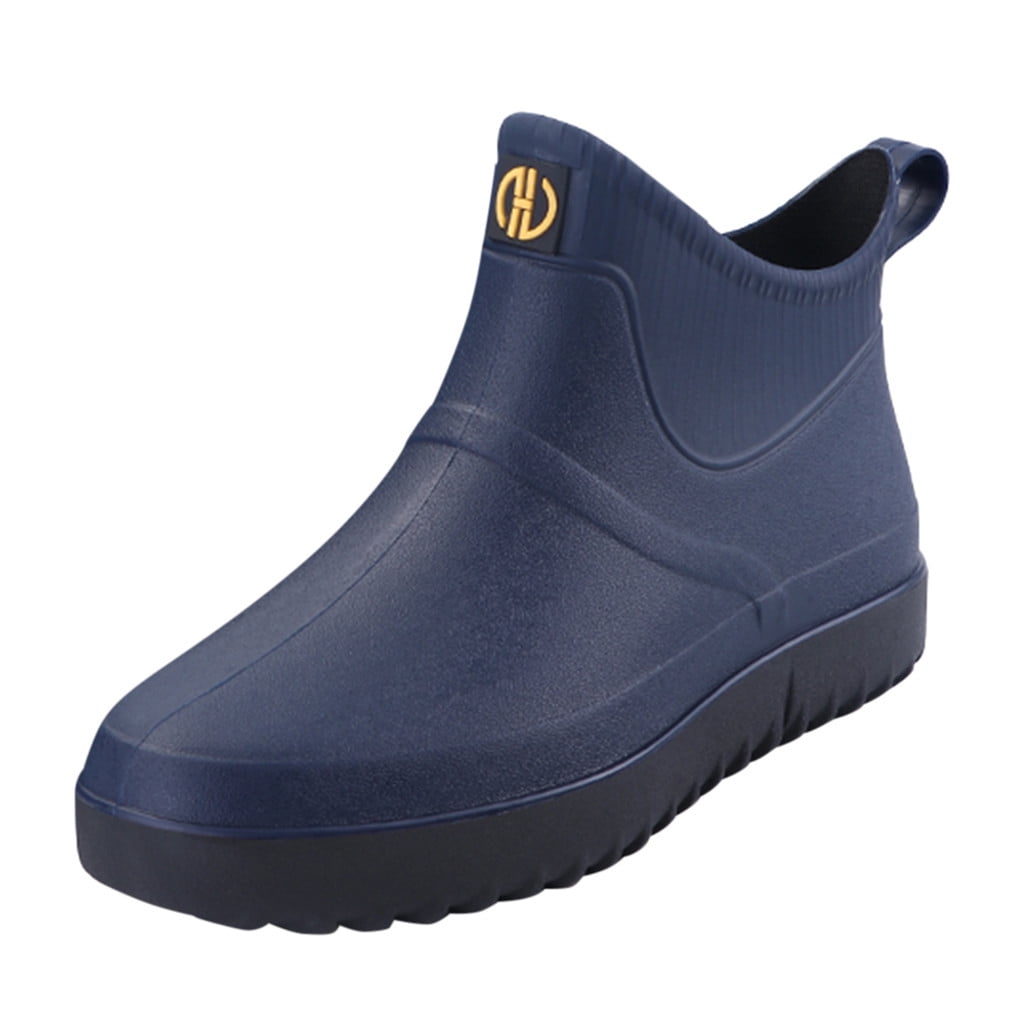 Laple Men's Slip-On Rain Boots – Waterproof PVC, Non-Slip Sole, Ankle Height, Blue, Size 9
