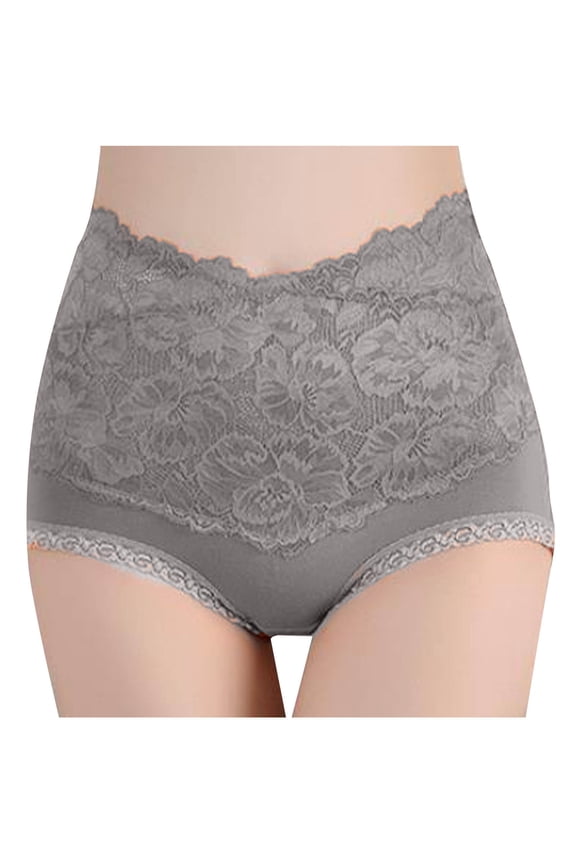 Cheeky Underwear for Women Maternity Underwear Panties Women's Solid Color Lace Flower High Waist High Elasticity Large Size The Abdomen Lift Buttocks Briefs Gray M
