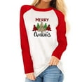 thumbnail image 1 of asdoklhq Christmas Clearance Clothing Under $5.00,Women's Christmas Shirt Holiday Season- Gift for Lover Long Sleeve T-shirt Ladies Fit Color Matching Stitching T-shirt, 1 of 7