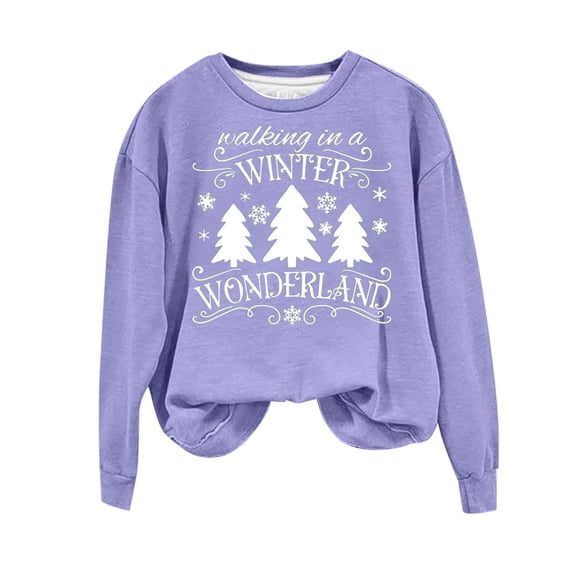 asdoklhq Christmas under $5, Christmas Gifts for Women Women's Christmas Printed Round Neck Long Sleeved Top Loose Fitting Sweater