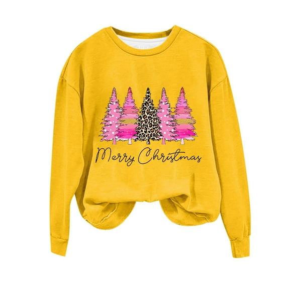 asdoklhq Christmas Clearance under $5, Christmas Gifts for Women Women's Christmas Printed Round Neck Long Sleeved Top Loose Fitting Sweater