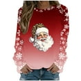 thumbnail image 1 of asdoklhq Christmas Cotton Sweaters for Women Ladies' Casual Christmas Printed Long-Sleeved Crew Neck Top Red 3X, 1 of 5