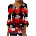 thumbnail image 1 of asdoklhq Christmas Cotton Sweaters for Women's Fashionable Christmas Printed Casual V-neck Pullover Long Sleeved Top Red 2X, 1 of 5