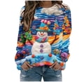 thumbnail image 1 of asdoklhq Christmas Fall Sweaters for Women Womens' Christmas Santa Claus Printed Shoulder Length Long Sleeved Round Neck Top/shirt Multicolor 2X, 1 of 7