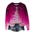 thumbnail image 1 of asdoklhq Christmas Fall Sweatshirts for Women's Christmas Round Neck Printed Loose Sweater Long-sleeved Top Hot Pink 4X, 1 of 4