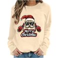 thumbnail image 1 of asdoklhq Christmas Long Sleeve Going Out Tops for Women Round Neck Christmas Printed Sweatshirt Long Sleeved Top Sweatshirt Khaki M, 1 of 6