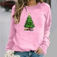 thumbnail image 1 of asdoklhq Christmas Long Sleeve Tops for Women Round Neck Christmas Printed Sweatshirt Long Sleeved Top Sweatshirt Pink XL, 1 of 6