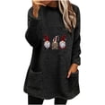 thumbnail image 1 of asdoklhq Christmas Long Sweaters for Women Christmas Round- Neck and Winter Loose Solid Pocket Warm Long Sleeve Blouse Black 3X, 1 of 5
