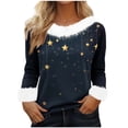 thumbnail image 1 of asdoklhq Christmas Oversized Sweaters for Women's Winter Christmas Printed Fashionable Casual Long Sleeved Round Neck Pullover Top Navy 2X, 1 of 8