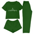 thumbnail image 1 of asdoklhq Christmas Pajamas for Women 3PCS Women's Home Casual Pants Short Sleeves Tops and Shorts Pajamas Set Green M, 1 of 8