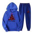 thumbnail image 1 of asdoklhq Christmas Pajamas for Women Casual Printed Pocket Hoodie with Long Sleeves and Pants Set Blue 3X, 1 of 5