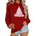 thumbnail image 1 of asdoklhq Christmas Plus Size Sweaters for Women Round Neck Hoodless Christmas Printed Casual Loose Sweatshirt Wine L, 1 of 6