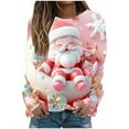 thumbnail image 1 of asdoklhq Christmas Plus Size Sweaters for Women Women Christmas Snowman Snowflake Print Long Sleeved Round Neck Top/shirt Blue L, 1 of 5