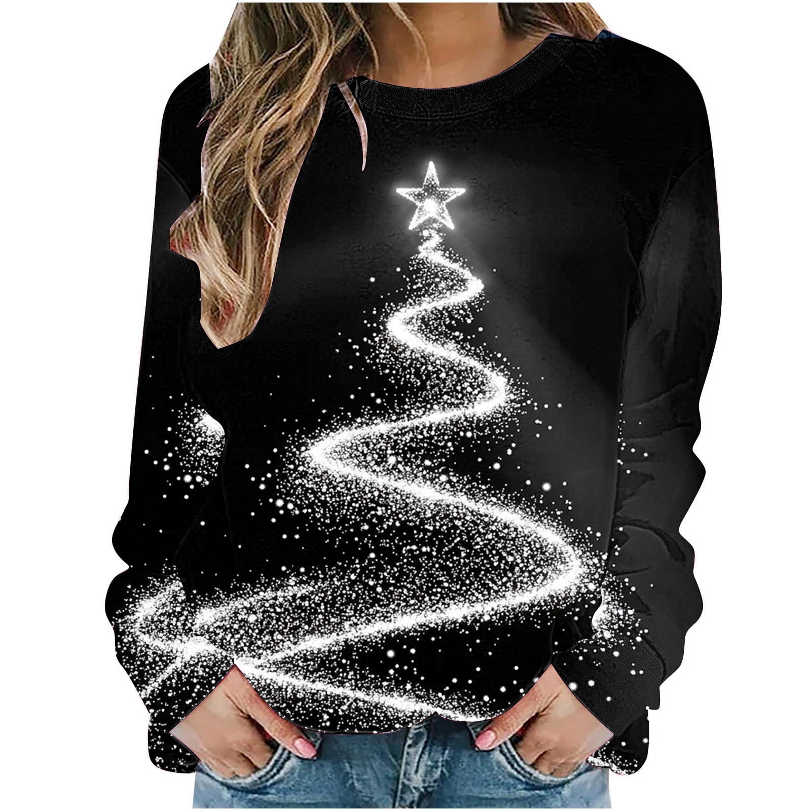 Christmas Print Loose Stitching Casual European And American Sweater