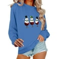 thumbnail image 1 of asdoklhq Christmas Plus Size Tops Women's Round Neck Hoodless Christmas Printed Casual Loose Sweatshirt Blue XL, 1 of 6