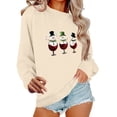 thumbnail image 1 of asdoklhq Christmas Plus Size Tops Women's Round Neck Hoodless Christmas Printed Casual Loose Sweatshirt Khaki 2X, 1 of 6