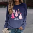 thumbnail image 1 of asdoklhq Christmas Shirts for Women Christmas Gradient Print Loose Casual Long Sleeve Round Neck Hoodless Straight Shoulder Sweatshirt Hoodless Sweatshirt Blue L, 1 of 5