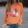 thumbnail image 1 of asdoklhq Christmas Shirts for Women Christmas Gradient Print Loose Casual Long Sleeve Round Neck Hoodless Straight Shoulder Sweatshirt Hoodless Sweatshirt Orange 3X, 1 of 5