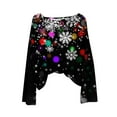 thumbnail image 1 of asdoklhq Christmas Shirts for Women Christmas Printed Casual Crew Neck Long Sleeve Pullover Sweater Knitted Pullover Top Black XL, 1 of 8