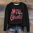 thumbnail image 1 of asdoklhq Christmas Shirts for Women Christmas Printed Crew Neck Long Sleeve Pullover Hoodie Black S, 1 of 3
