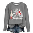 thumbnail image 1 of asdoklhq Christmas Shirts for Women Christmas Printed Crew Neck Long Sleeve Pullover Hoodie Gray L, 1 of 4