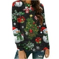 thumbnail image 1 of asdoklhq Christmas Shirts for Womens' Christmas Printed Long Sleeved Round Neck Top/shirt Black S, 1 of 5