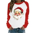 thumbnail image 1 of asdoklhq Christmas Sweaters for Women Casual Christmas Printed Long-sleeved Round-neck Raglan Sweater Red 4X, 1 of 3