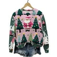 thumbnail image 1 of asdoklhq Christmas Sweaters for Women's Christmas Solid-color Round-neck Casual Sporty Long-sleeved Fleece Sweatshirt Top Multicolor 2X, 1 of 9