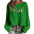 thumbnail image 1 of asdoklhq Christmas Sweaters for Women's Winter Christmas Printed Long Sleeved Round Neck Coarse Woven Stripe Long Sleeved Pullover Top Green XL, 1 of 7