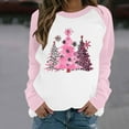 thumbnail image 1 of asdoklhq Christmas Sweatshirts for Women Casual Christmas Printed Long-sleeved Round-neck Raglan Sweater Pink 5X, 1 of 3