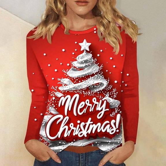 asdoklhq Christmas Sweatshirts for Women Casual Plaid V-neck Short Sleeved T-shirt Loose Top Red 3X