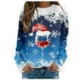 thumbnail image 1 of asdoklhq Christmas Sweatshirts for Women Fashion Casual Printed Round Neck Long Sleeve Pullover Top Sweatshirts Blue 3X, 1 of 4