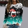 thumbnail image 1 of asdoklhq Christmas Sweatshirts for Women Fashion Casual Printed Round Neck Long Sleeve Pullover Top Sweatshirts Mint Green 2X, 1 of 5