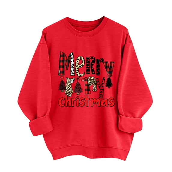 asdoklhq Christmas Sweatshirts for Women Ladies' Christmas Printed Fashionable Loose Casual Long Sleeved Top Regular Sleeve Hooded Sweatshirt Pink S