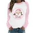 thumbnail image 1 of asdoklhq Christmas Thermal Shirts for Women's Casual Christmas Printed Long-sleeved Round-neck Raglan Sweater Pink S, 1 of 3