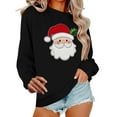 thumbnail image 1 of asdoklhq Christmas Tops for Women Christmas Women's Round Neck Hoodless Christmas Printed Casual Loose Sweatshirt Black L, 1 of 6