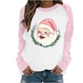 thumbnail image 1 of asdoklhq Christmas Turtleneck Sweater Women Casual Christmas Printed Long-sleeved Round-neck Raglan Sweater Pink M, 1 of 3