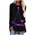 thumbnail image 1 of asdoklhq Christmas Turtleneck Sweater Women Casual Long Sleeve Round Neck Pullover Loose Blouse Ethnic Style Printed ShirtsTops Black S, 1 of 5