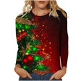 thumbnail image 1 of asdoklhq Christmas Turtleneck Sweater Women Christmas Women's Fashion Tees Casual Round Neck Loose T Shirt Long Sleeve Christmas Print Shirt Multicolor M, 1 of 6