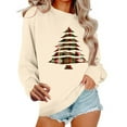 thumbnail image 1 of asdoklhq Christmas Turtleneck Sweater Women Round Neck Hoodless Christmas Printed Casual Loose Sweatshirt Khaki S, 1 of 5