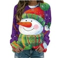 thumbnail image 1 of asdoklhq Christmas Ugly Christmas Sweater Women Christmas Fashion Casual Printed Round Neck Loose Long Sleeve Capless Sweatshirt Top Purple S, 1 of 4