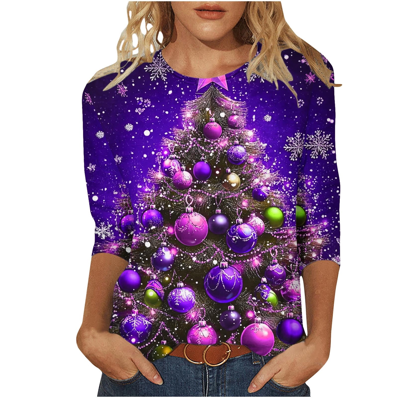 asdoklhq Christmas V Neck Sweaters for Women Fashion Women's Christmas ...