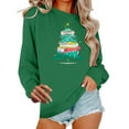 thumbnail image 1 of asdoklhq Christmas V Neck Sweaters for Women Round Neck Hoodless Christmas Printed Casual Loose Sweatshirt Green XS, 1 of 6