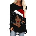 thumbnail image 1 of asdoklhq Christmas Women Long Sleeve Tops Women Casual Long Sleeve Round Neck Pullover Loose Blouse Ethnic Style Printed ShirtsTops Multicolor M, 1 of 5