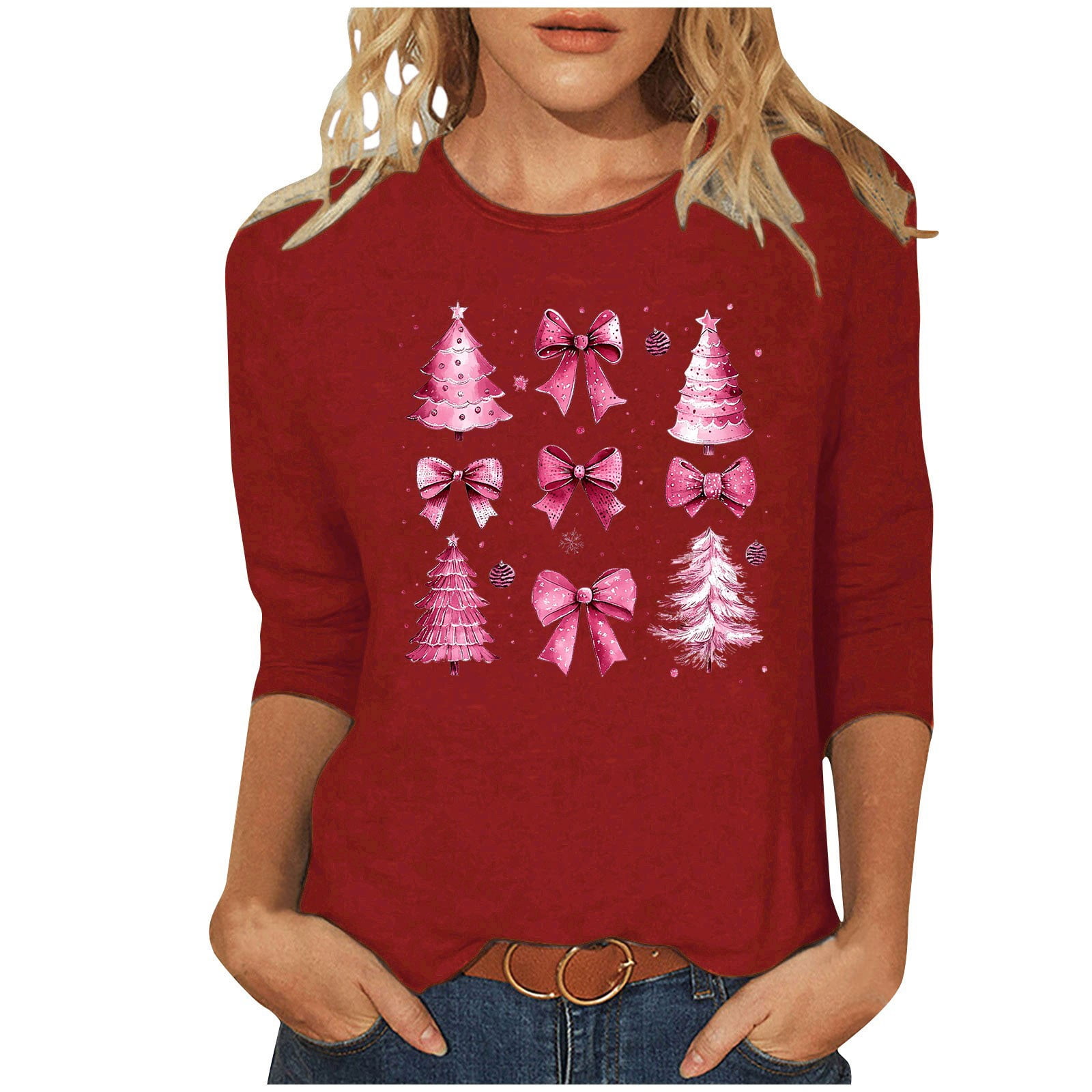 asdoklhq Christmas Womens Flannel Shirt Women's Christmas Printed Round — free download